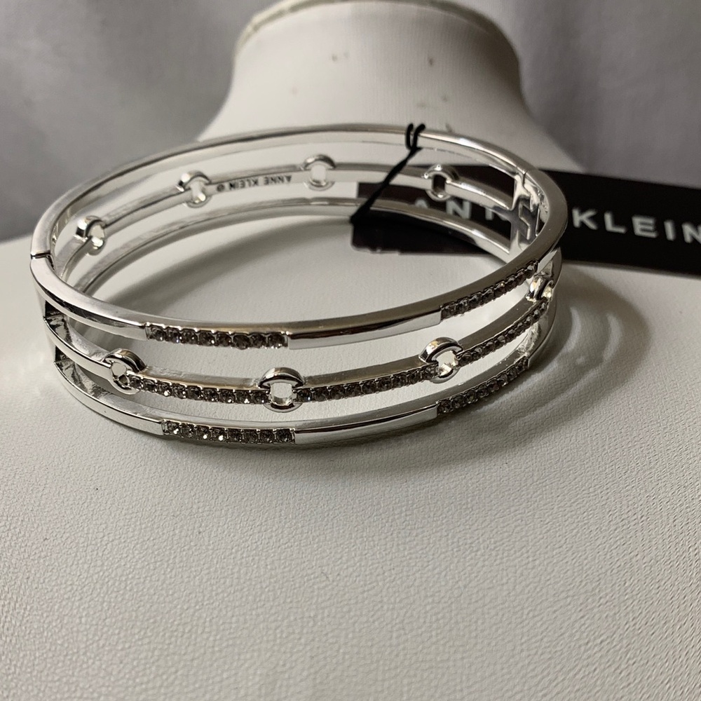 Anne Klein Silver Triple Bangle Bracelet